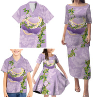 Hawaii Kauai Island Flowers Lei Family Matching Puletasi and Hawaiian Shirt Mokihana Lei LT7 - Polynesian Pride