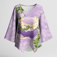 Hawaii Kauai Island Flowers Lei Kimono Sleeve Blouse Mokihana Lei