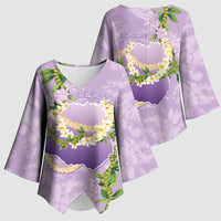 Hawaii Kauai Island Flowers Lei Kimono Sleeve Blouse Mokihana Lei