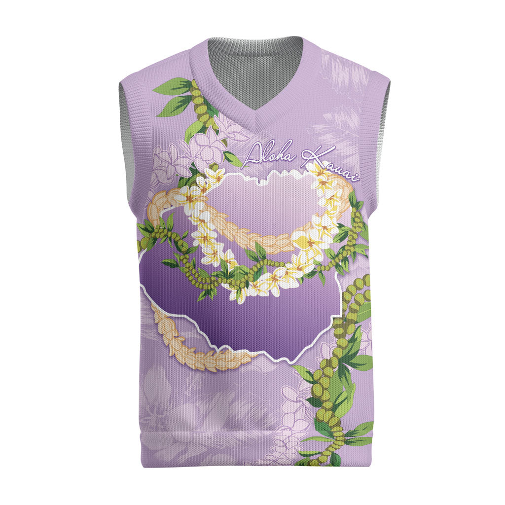 Hawaii Kauai Island Flowers Lei Christmas Knitted V-Neck Vest Mokihana Lei LT7 Lavender - Polynesian Pride