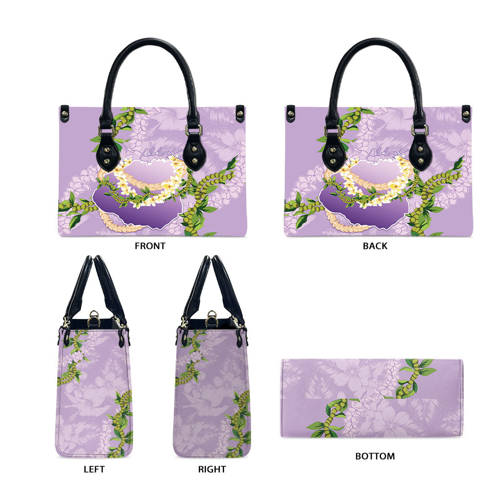 Hawaii Kauai Island Flowers Lei Leather Bag Mokihana Lei