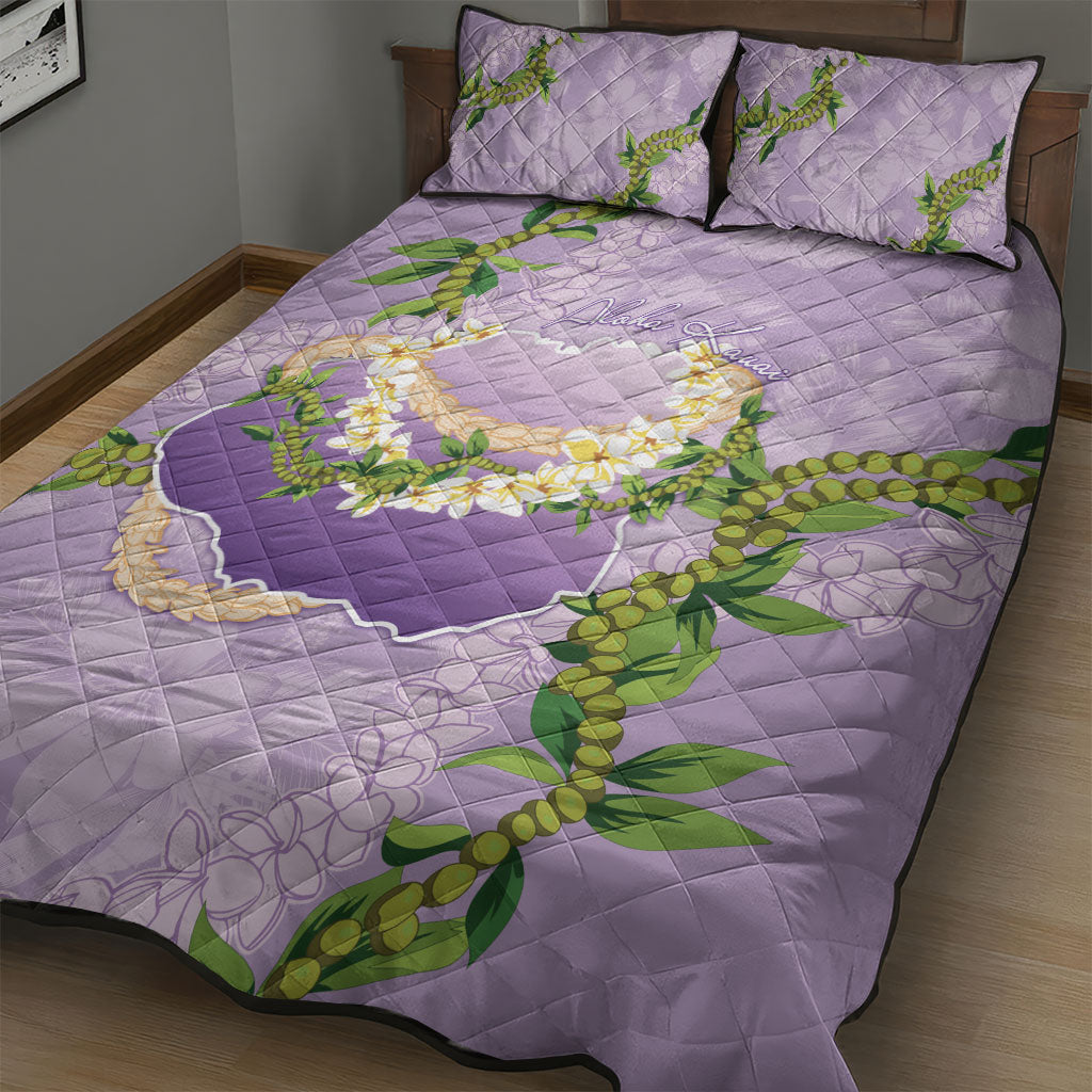 Hawaii Kauai Island Flowers Lei Quilt Bed Set Mokihana Lei