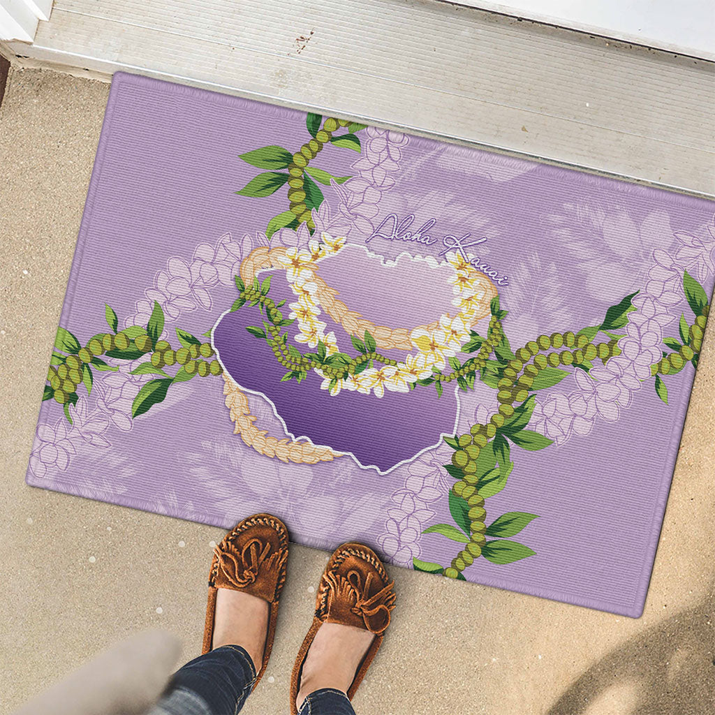 Hawaii Kauai Island Flowers Lei Rubber Doormat Mokihana Lei
