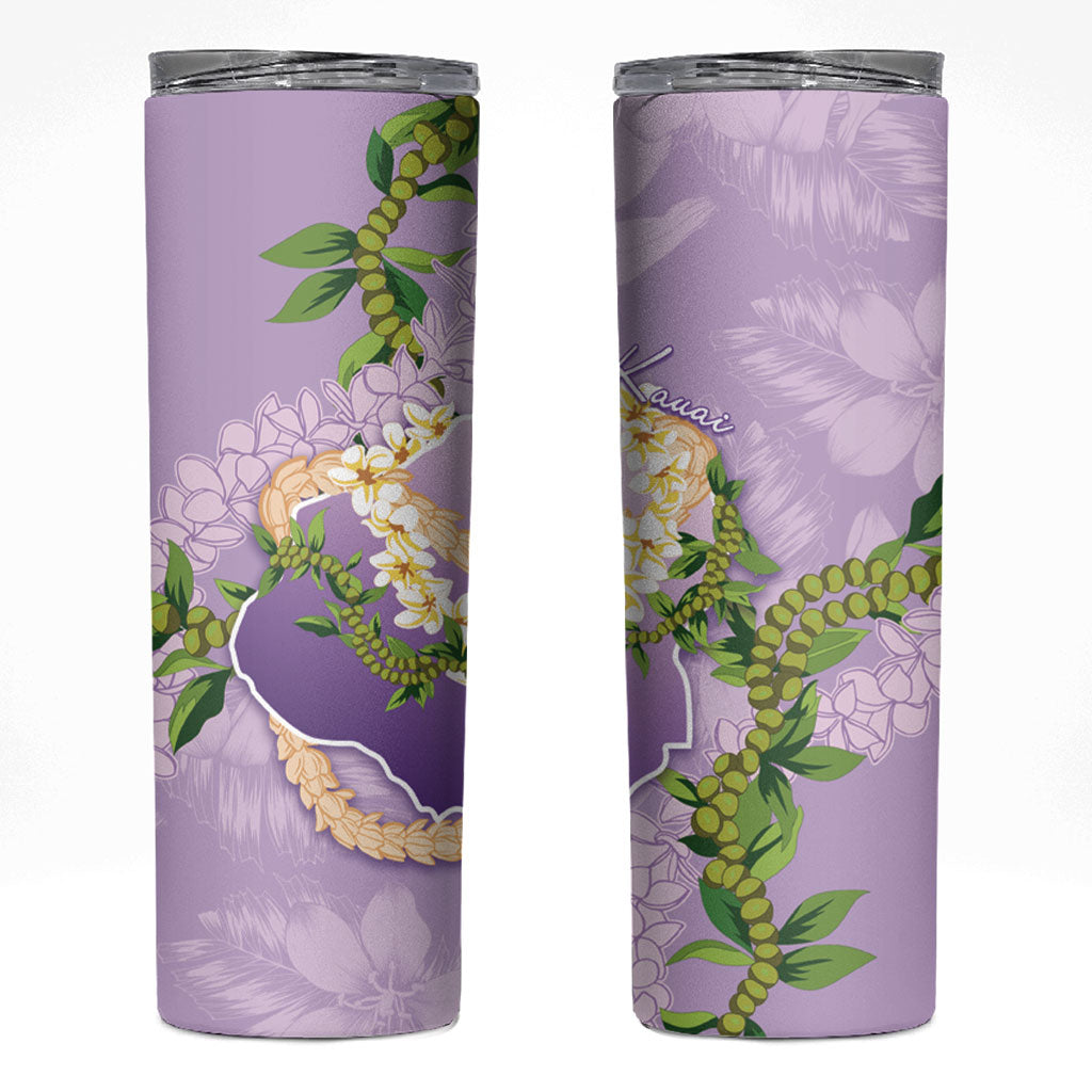 Hawaii Kauai Island Flowers Lei Skinny Tumbler Mokihana Lei LT7 Lavender - Polynesian Pride