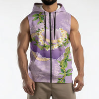 Hawaii Kauai Island Flowers Lei Sleeveless Zip Hoodie Mokihana Lei