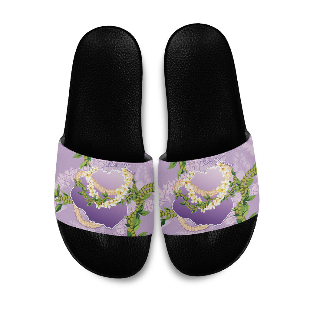 Hawaii Kauai Island Flowers Lei Slide Sandals Mokihana Lei