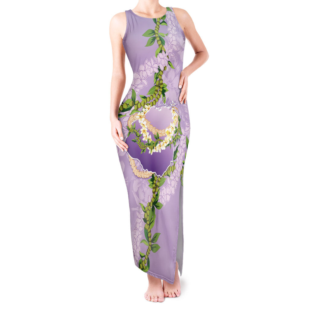 Hawaii Kauai Island Flowers Lei Tank Maxi Dress Mokihana Lei