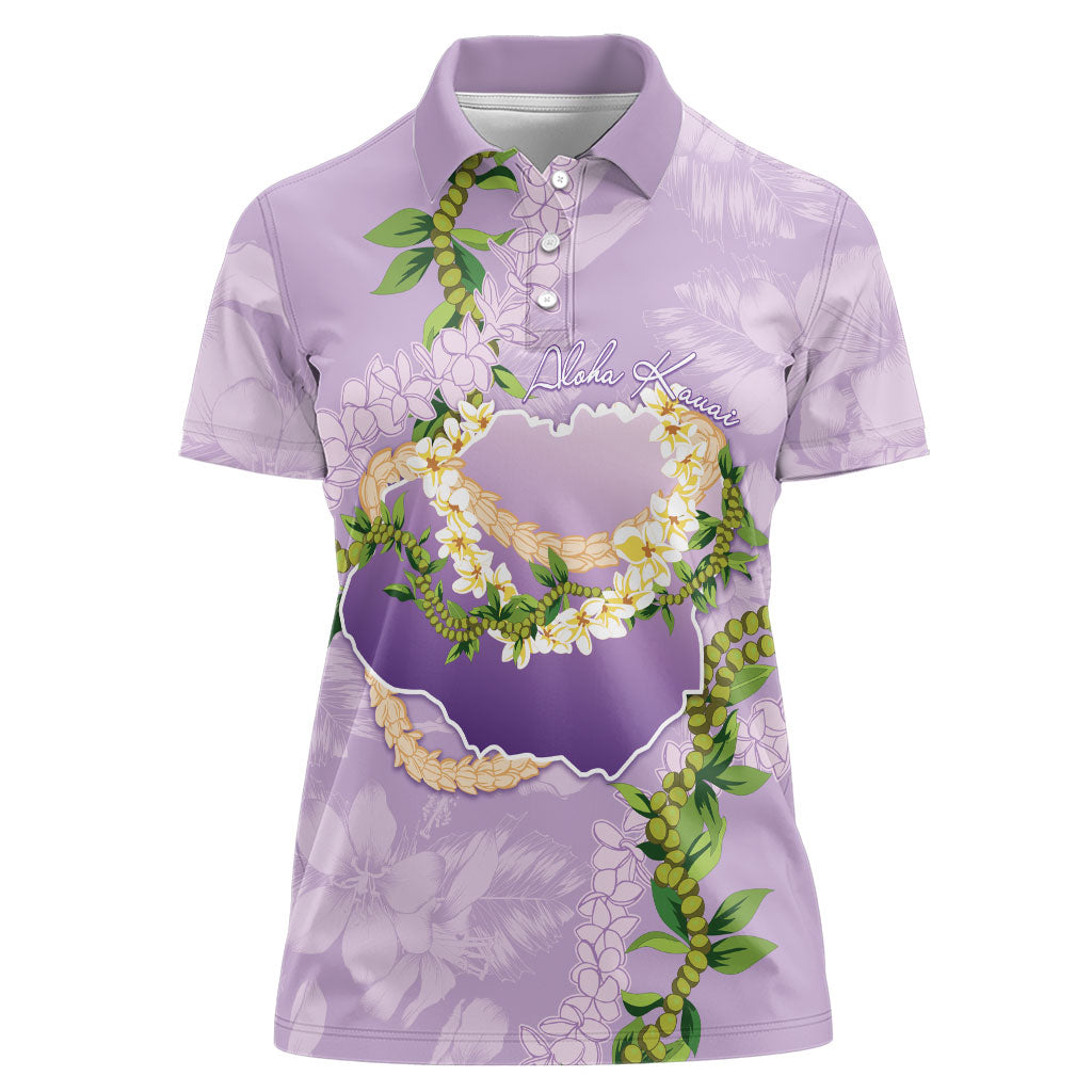 Hawaii Kauai Island Flowers Lei Women Polo Shirt Mokihana Lei