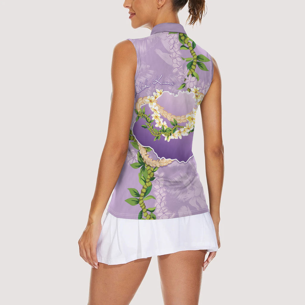 Hawaii Kauai Island Flowers Lei Women Sleeveless Polo Shirt Mokihana Lei LT7 - Polynesian Pride