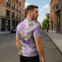 Hawaii Kauai Island Flowers Lei Zipper Polo Shirt Mokihana Lei