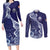 Fiji Queen Victoria School Personalised Couples Matching Long Sleeve Bodycon Dress and Long Sleeve Button Shirt Masi Tapa Torn Style
