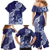 Fiji Queen Victoria School Personalised Family Matching Mermaid Dress and Hawaiian Shirt Masi Tapa Torn Style LT7 - Polynesian Pride