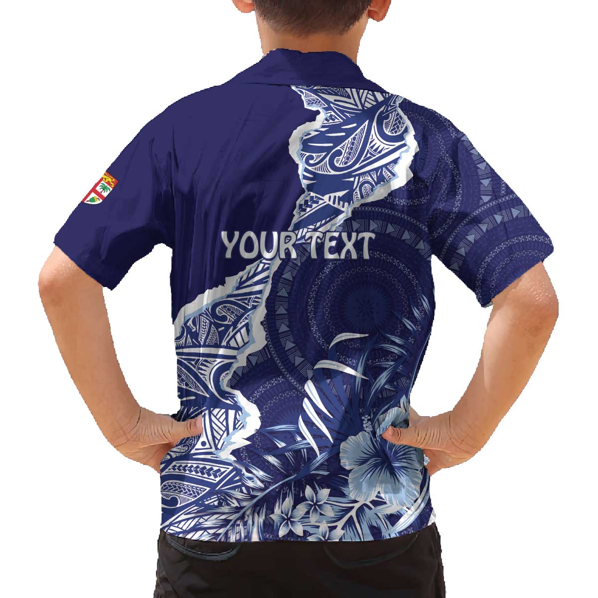 Fiji Queen Victoria School Personalised Family Matching Off Shoulder Short Dress and Hawaiian Shirt Masi Tapa Torn Style