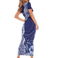 Fiji Queen Victoria School Personalised Family Matching Short Sleeve Bodycon Dress and Hawaiian Shirt Masi Tapa Torn Style LT7 - Polynesian Pride