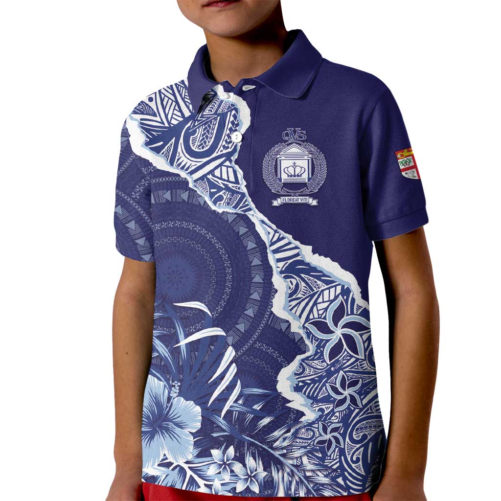 Fiji Queen Victoria School Personalised Kid Polo Shirt Masi Tapa Torn Style