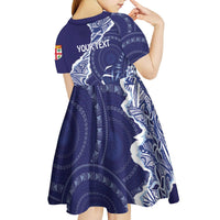Fiji Queen Victoria School Personalised Kid Short Sleeve Dress Masi Tapa Torn Style