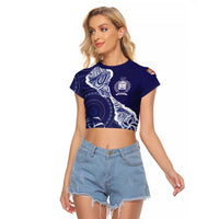 Fiji Queen Victoria School Personalised Raglan Cropped T Shirt Masi Tapa Torn Style