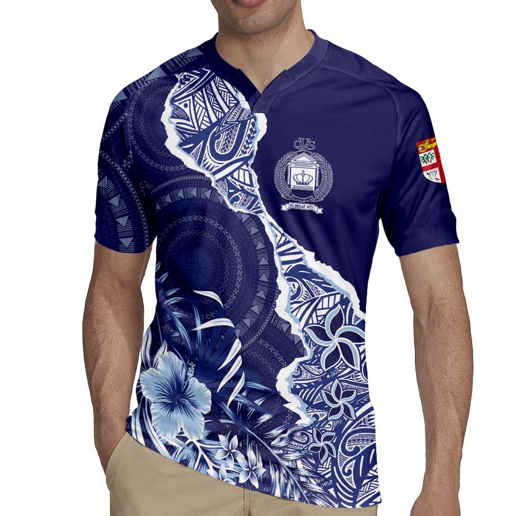 Fiji Queen Victoria School Personalised Rugby Jersey Masi Tapa Torn Style