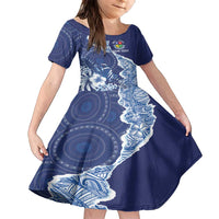 Fiji Lelean Memorial School Personalised Family Matching Long Sleeve Bodycon Dress and Hawaiian Shirt Korodredre Davuilevu Masi Mix Style LT7 Daughter's Dress Blue - Polynesian Pride