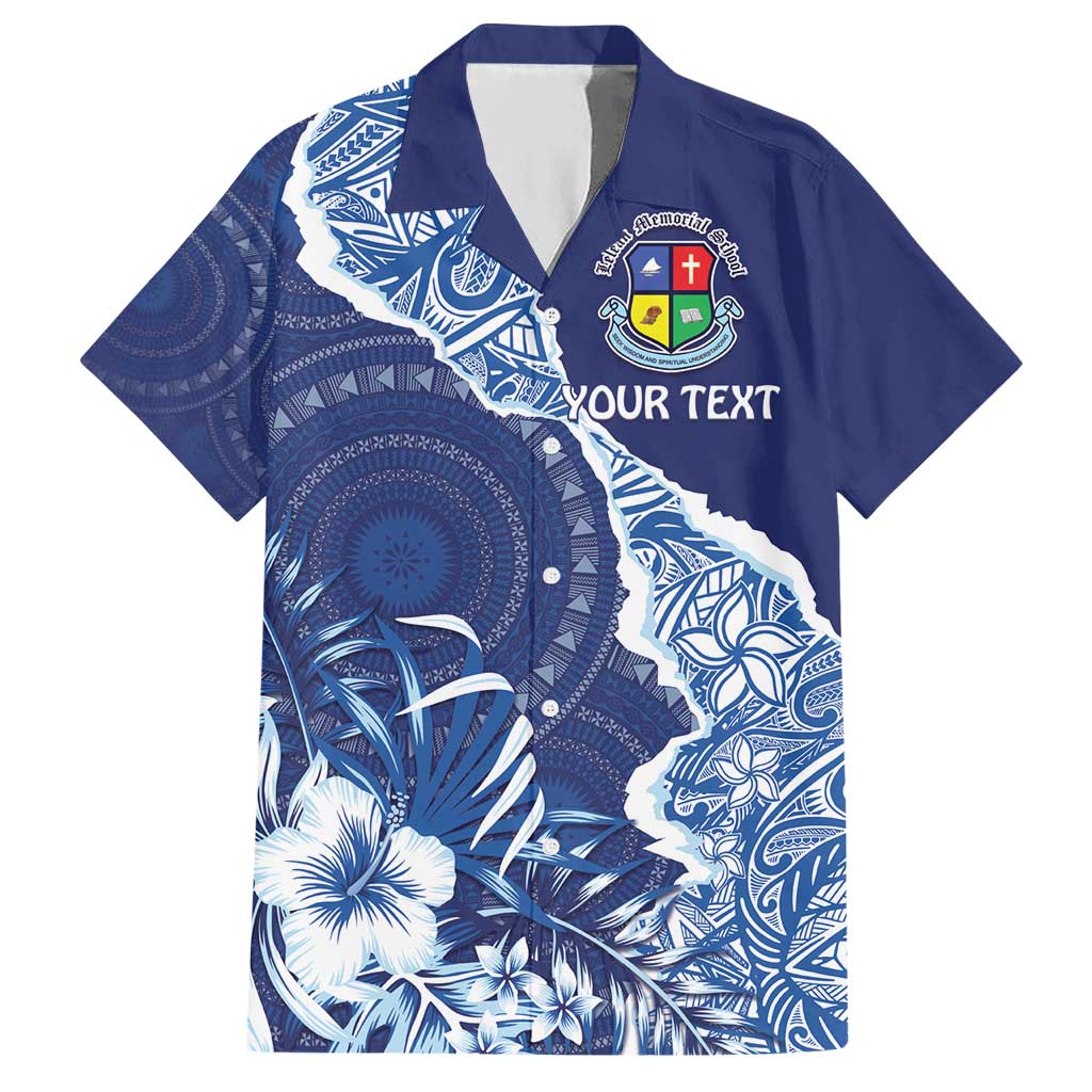 Fiji Lelean Memorial School Personalised Family Matching Short Sleeve Bodycon Dress and Hawaiian Shirt Korodredre Davuilevu Masi Mix Style LT7 Dad's Shirt - Short Sleeve Blue - Polynesian Pride