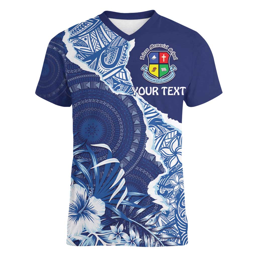 Fiji Lelean Memorial School Personalised Women V-Neck T-Shirt Korodredre Davuilevu Masi Mix Style