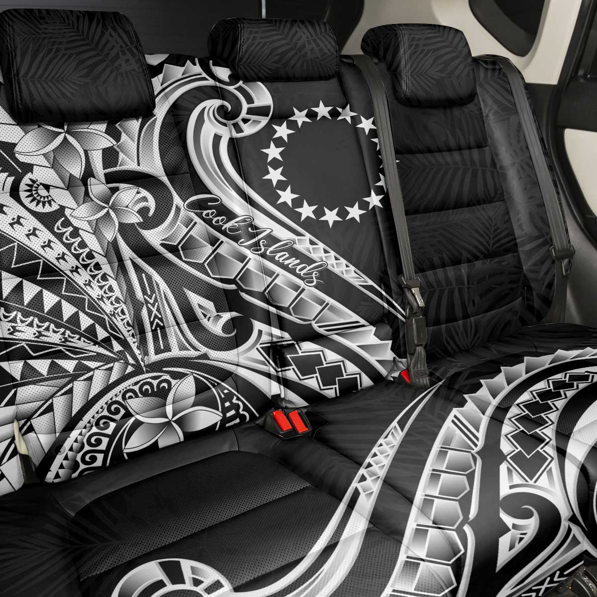 Kia Orana Cook Islands Back Car Seat Cover Kerekere Plumeria Tropical Waves - Polynesian Pride