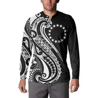 Kia Orana Cook Islands Button Sweatshirt Kerekere Plumeria Tropical Waves - Polynesian Pride