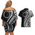 Kia Orana Cook Islands Couples Matching Off Shoulder Short Dress and Hawaiian Shirt Kerekere Plumeria Tropical Waves - Polynesian Pride
