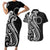 Kia Orana Cook Islands Couples Matching Short Sleeve Bodycon Dress and Hawaiian Shirt Kerekere Plumeria Tropical Waves - Polynesian Pride