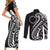 Kia Orana Cook Islands Couples Matching Short Sleeve Bodycon Dress and Long Sleeve Button Shirt Kerekere Plumeria Tropical Waves - Polynesian Pride