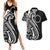 Kia Orana Cook Islands Couples Matching Summer Maxi Dress and Hawaiian Shirt Kerekere Plumeria Tropical Waves - Polynesian Pride
