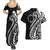 Kia Orana Cook Islands Couples Matching Summer Maxi Dress and Hawaiian Shirt Kerekere Plumeria Tropical Waves - Polynesian Pride
