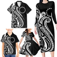 Kia Orana Cook Islands Family Matching Long Sleeve Bodycon Dress and Hawaiian Shirt Kerekere Plumeria Tropical Waves - Polynesian Pride