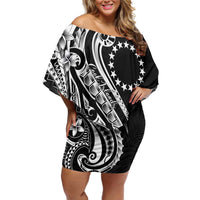 Kia Orana Cook Islands Family Matching Off Shoulder Short Dress and Hawaiian Shirt Kerekere Plumeria Tropical Waves - Polynesian Pride