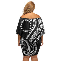 Kia Orana Cook Islands Family Matching Off Shoulder Short Dress and Hawaiian Shirt Kerekere Plumeria Tropical Waves - Polynesian Pride