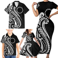 Kia Orana Cook Islands Family Matching Short Sleeve Bodycon Dress and Hawaiian Shirt Kerekere Plumeria Tropical Waves - Polynesian Pride