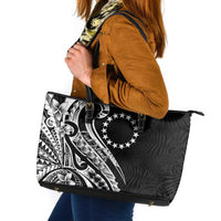 Kia Orana Cook Islands Leather Tote Bag Kerekere Plumeria Tropical Waves - Polynesian Pride