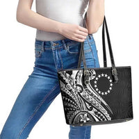 Kia Orana Cook Islands Leather Tote Bag Kerekere Plumeria Tropical Waves - Polynesian Pride