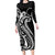 Kia Orana Cook Islands Long Sleeve Bodycon Dress Kerekere Plumeria Tropical Waves - Polynesian Pride