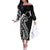 Kia Orana Cook Islands Off The Shoulder Long Sleeve Dress Kerekere Plumeria Tropical Waves - Polynesian Pride