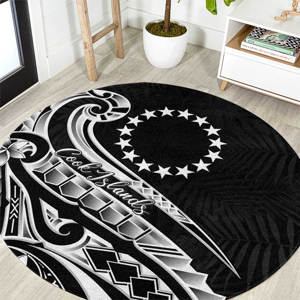 Kia Orana Cook Islands Round Carpet Kerekere Plumeria Tropical Waves - Polynesian Pride