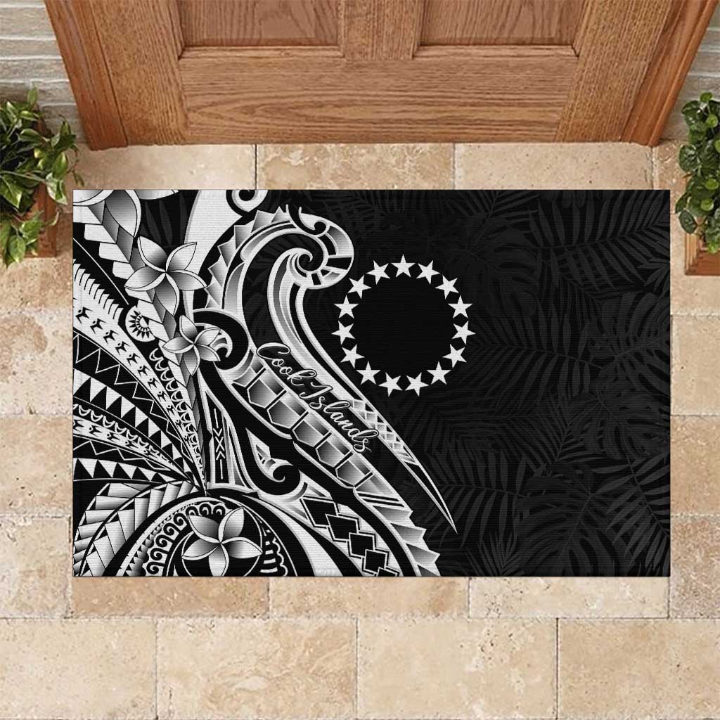 Kia Orana Cook Islands Rubber Doormat Kerekere Plumeria Tropical Waves - Polynesian Pride