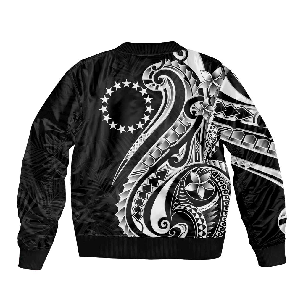 Kia Orana Cook Islands Sleeve Zip Bomber Jacket Kerekere Plumeria Tropical Waves - Polynesian Pride