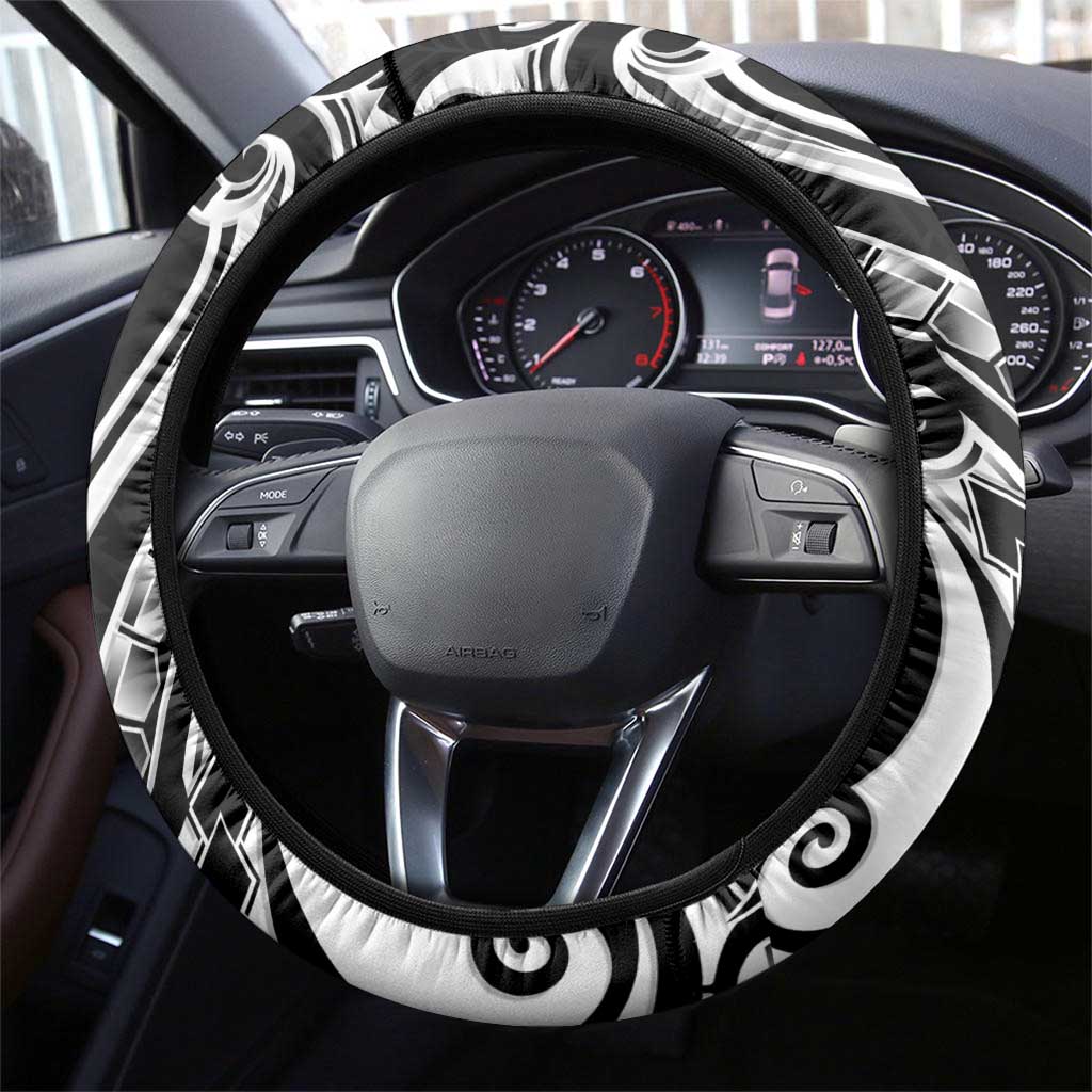 Kia Orana Cook Islands Steering Wheel Cover Kerekere Plumeria Tropical Waves - Polynesian Pride