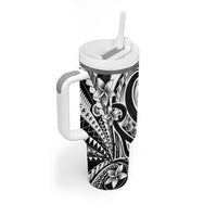 Kia Orana Cook Islands Tumbler With Handle Kerekere Plumeria Tropical Waves - Polynesian Pride