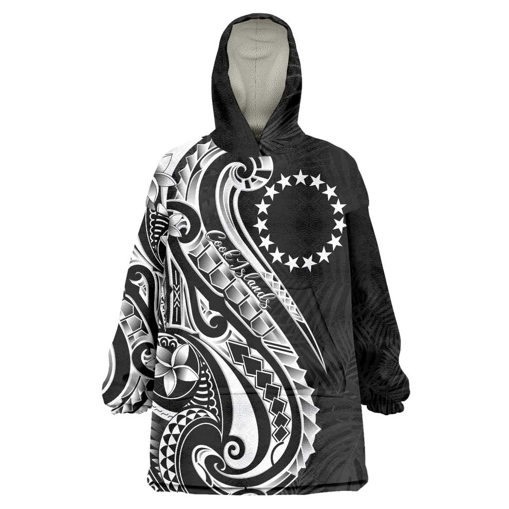 Kia Orana Cook Islands Wearable Blanket Hoodie Kerekere Plumeria Tropical Waves - Polynesian Pride