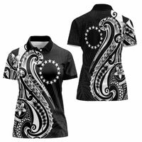 Kia Orana Cook Islands Women Polo Shirt Kerekere Plumeria Tropical Waves - Polynesian Pride