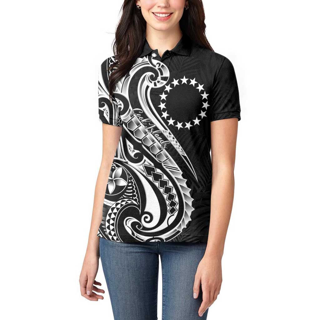 Kia Orana Cook Islands Women Polo Shirt Kerekere Plumeria Tropical Waves - Polynesian Pride