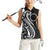 Kia Orana Cook Islands Women Sleeveless Polo Shirt Kerekere Plumeria Tropical Waves - Polynesian Pride