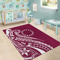 Kia Orana Cook Islands Area Rug Maroon Plumeria Tropical Waves - Polynesian Pride